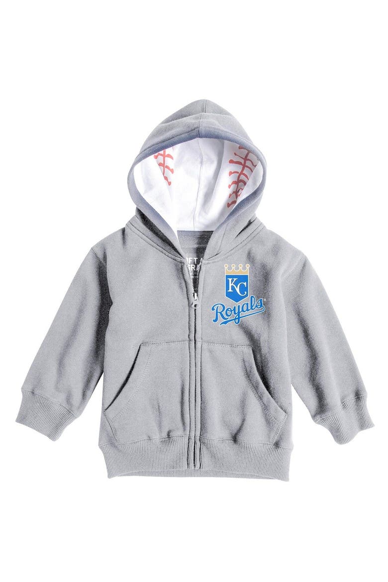 Toddler Soft as a Grape Heathered Gray Kansas City Royals Baseball Print Full-Zip Hoodie, Main, color, Heather Gray
