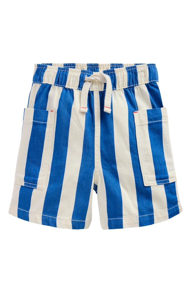 Mini Boden Kids' Stripe Cotton Shorts, Main, color, Blue Stripe