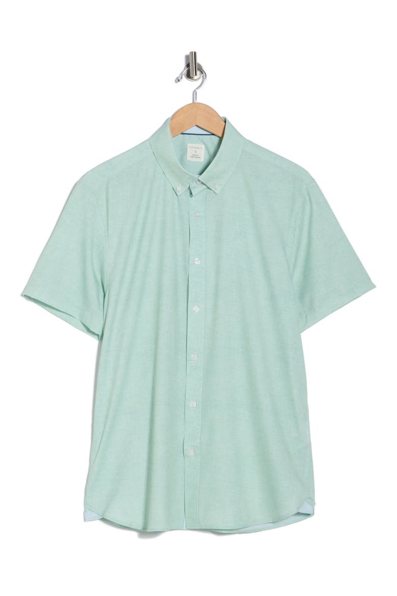 Slim Fit Short Sleeve Button-Down Shirt, Alternate, color, GREEN