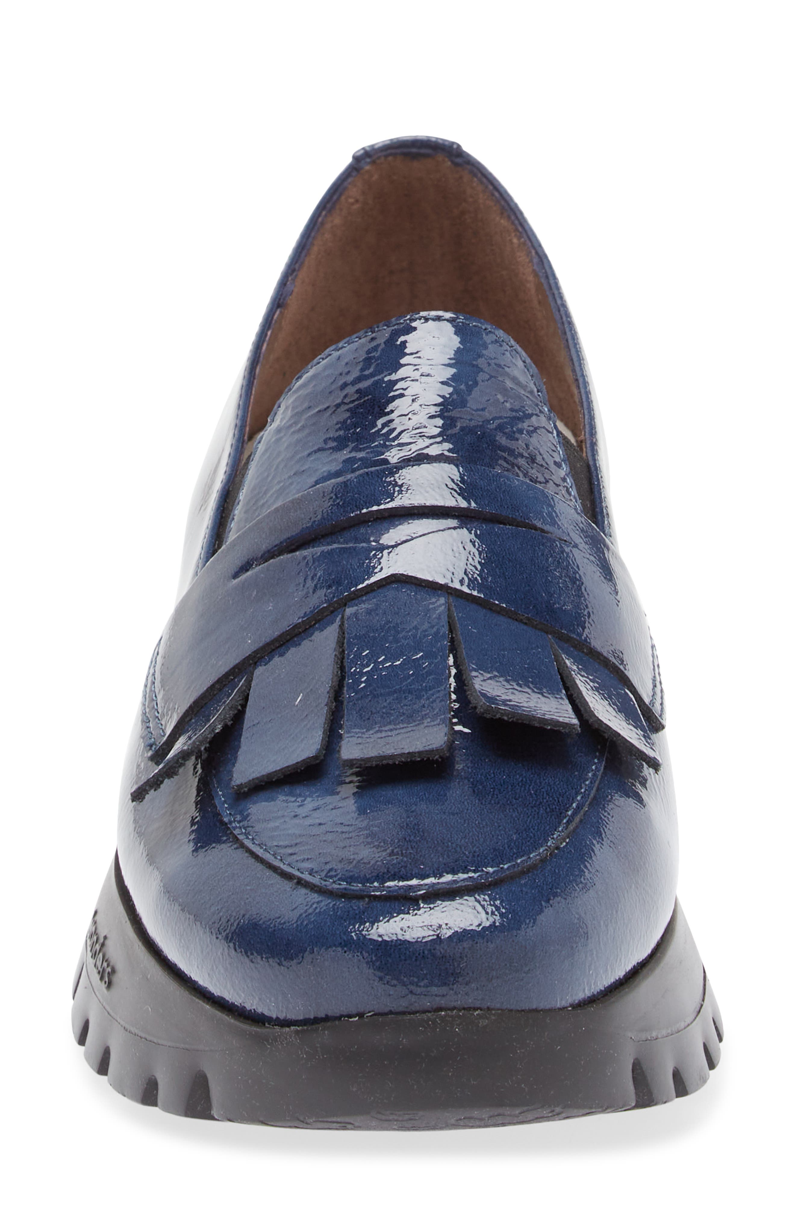 Wonders Kiltie Platform Loafer, Alternate, color, Textured Blue Patent