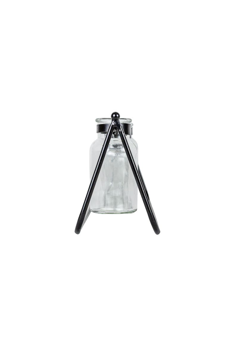 4 Vase Bud Vase Holder Black Cast Iron & Glass, Alternate, color, Black