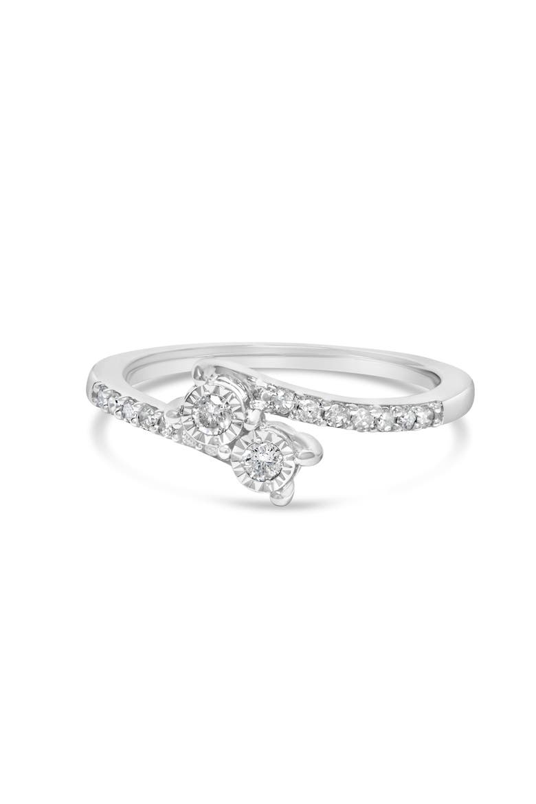 10K White Gold 1/4 Ctw Two-Stone Diamond Bypass Engagement Ring, Main, color, White Gold
