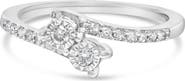 Haus of Brilliance 10K White Gold 1/4 Ctw Two-Stone Diamond Bypass Engagement Ring