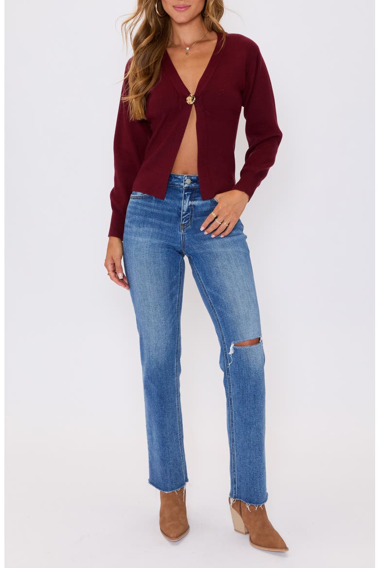 Sonoma Hammered Button Statement Cardigan, Alternate, color, WINE