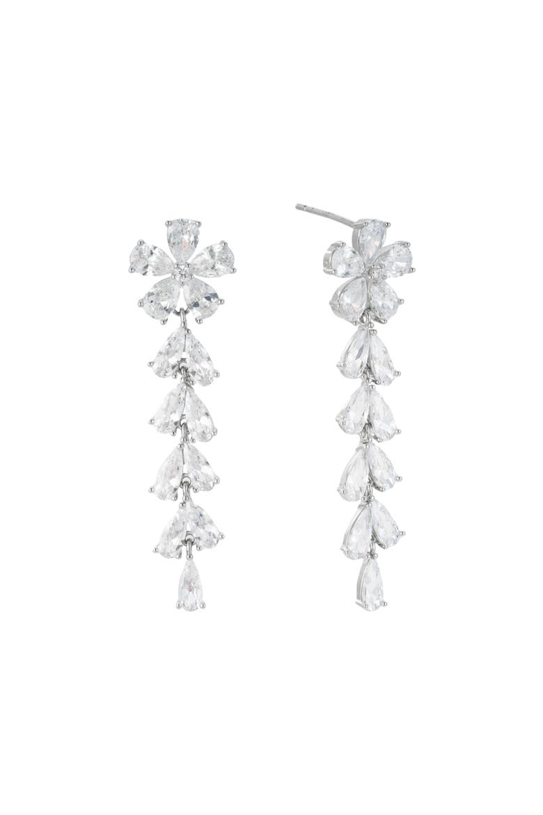 Devotion Crystal Drop Earrings, Main, color, Silver