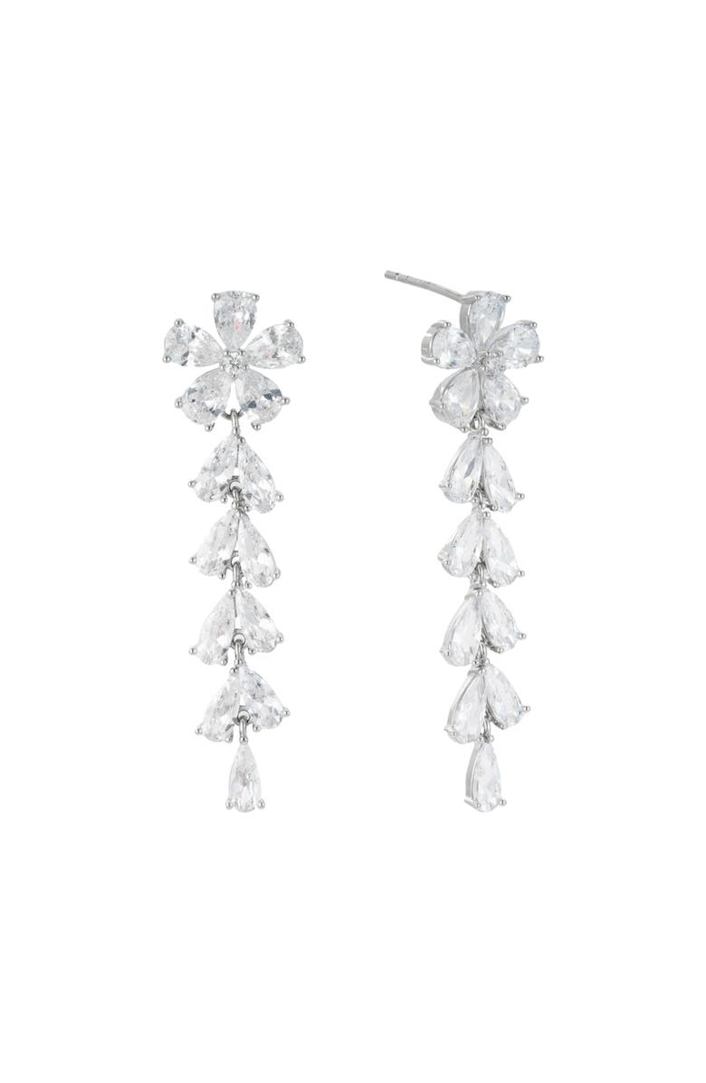 Untamed Petals Devotion Crystal Drop Earrings, Main, color, Silver