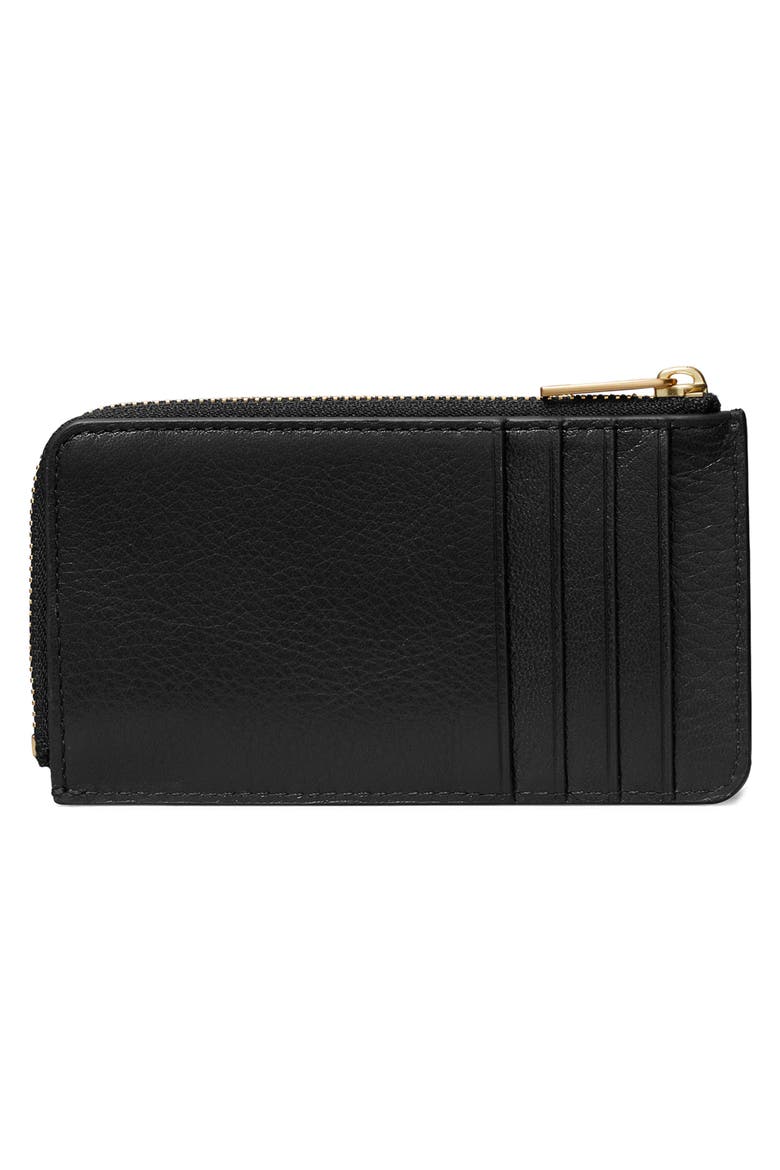 Charlie Quilted Leather Zip Card Case, Alternate, color, BLACK