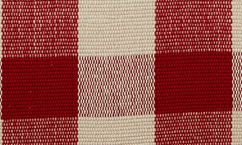 Design Imports Checkered Fringe Cotton Table Runner In Red