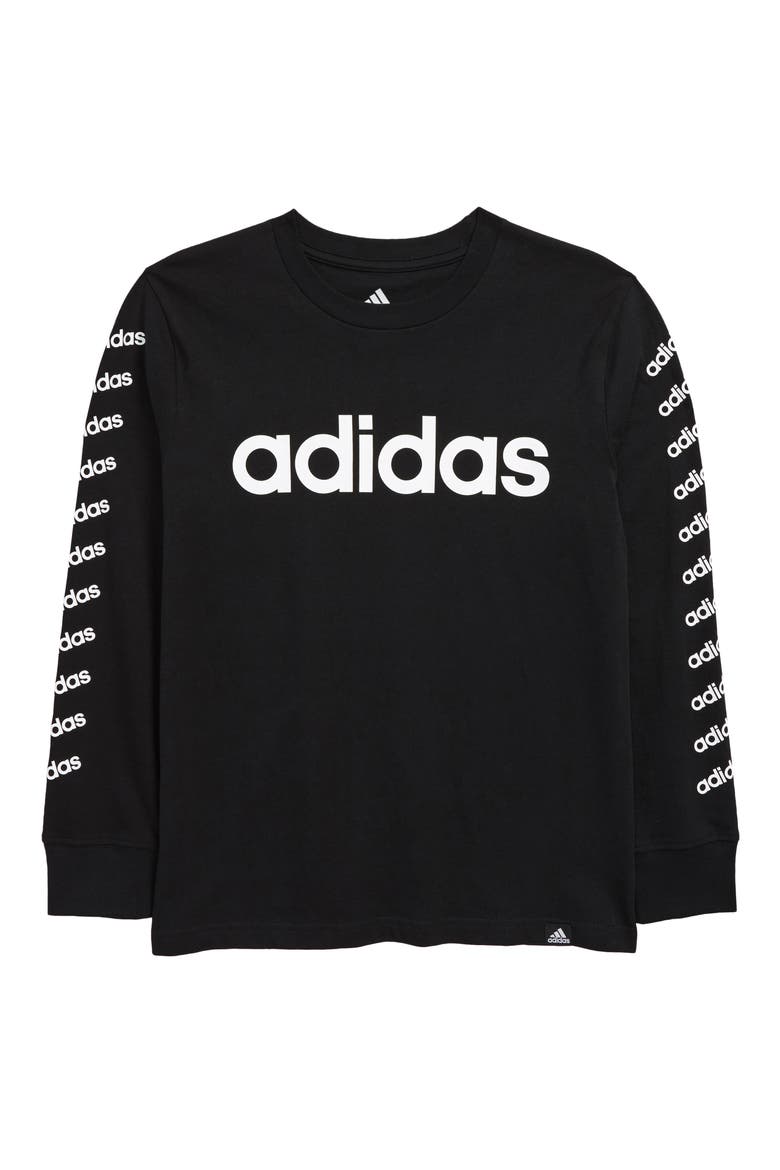 Kids' Logo Long Sleeve Graphic Tee, Main, color, BLACK