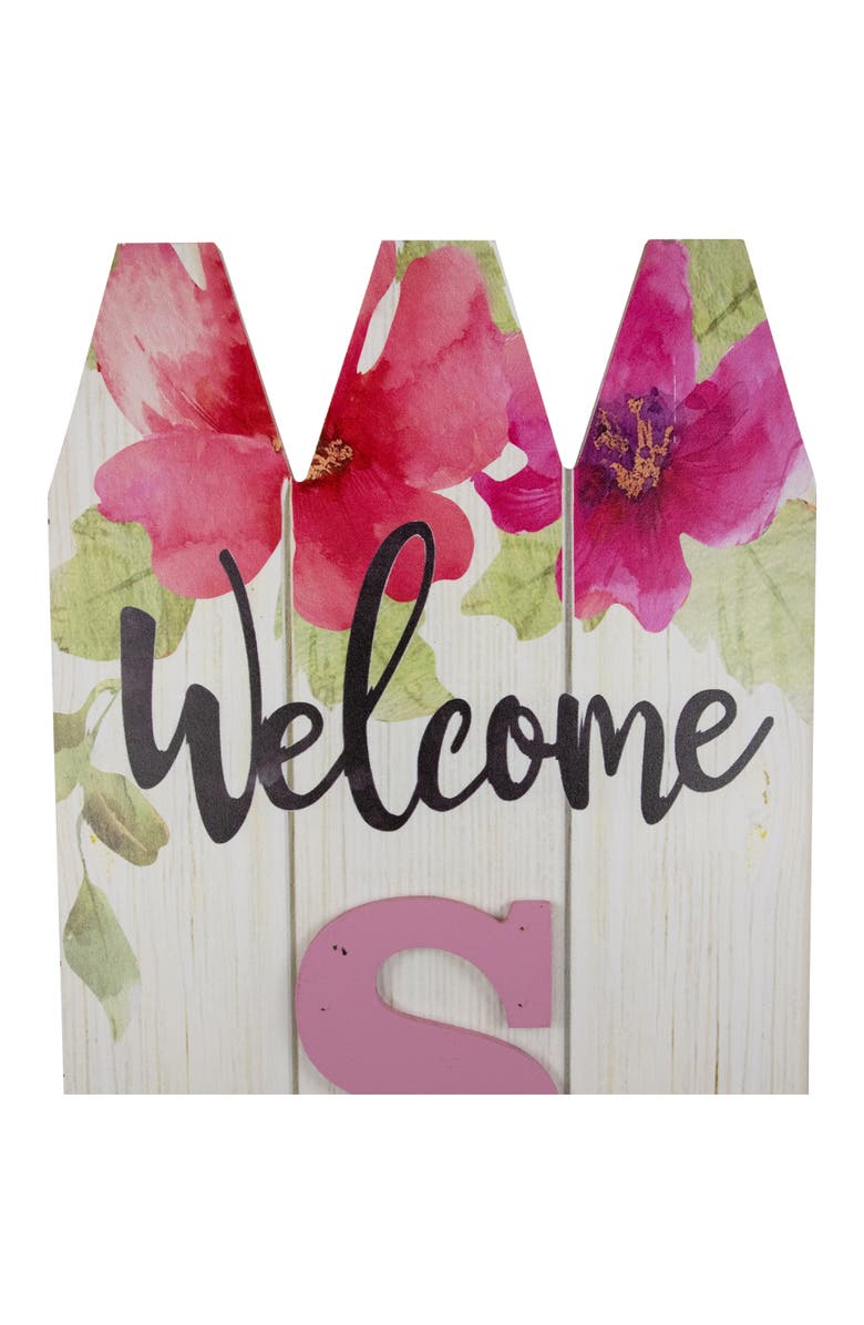 Northlight 40" Welcome Spring Floral Outdoor Porch Board Sign Decoration, Alternate, color, Pink