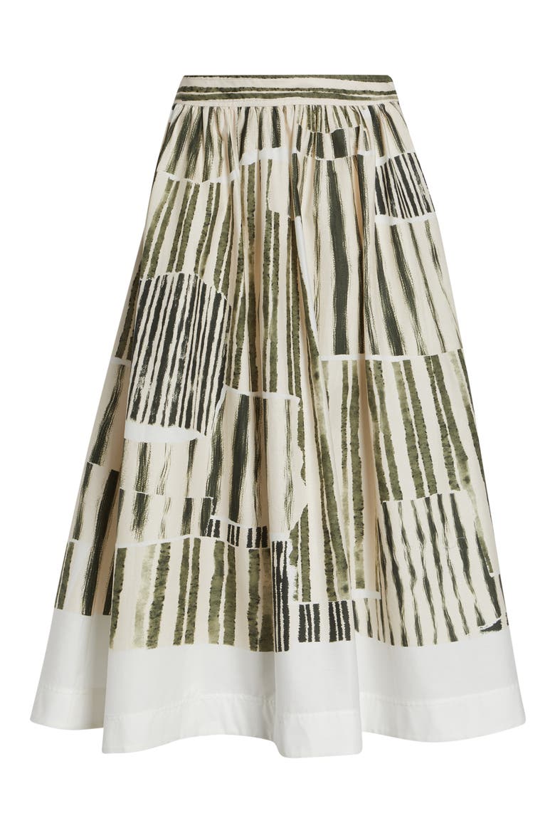 Stripe Collage Stretch Cotton Midi Skirt, Alternate, color, PLASTER/ HUNTER GREEN PLHG