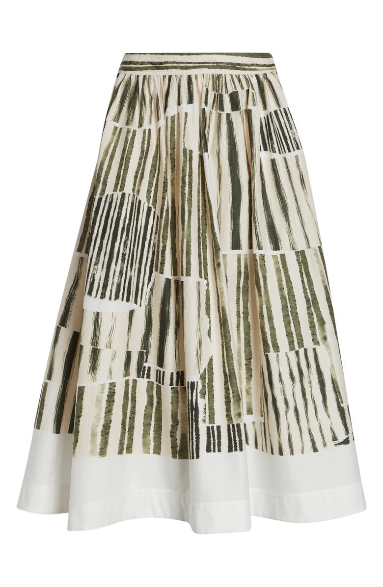 Jason Wu Collection Stripe Collage Stretch Cotton Midi Skirt, Main, color, Plaster/ Hunter Green Plhg