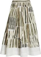 Jason Wu Collection Stripe Collage Stretch Cotton Midi Skirt