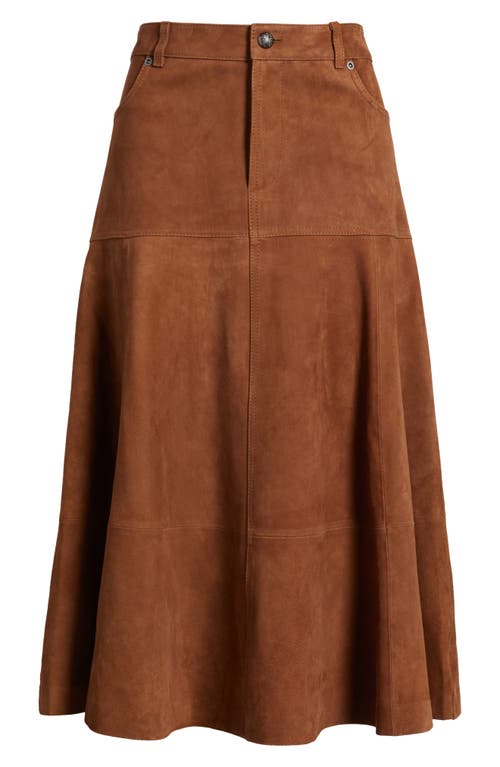 Kobi Halperin Matty Paneled Suede Midi Skirt In Brown