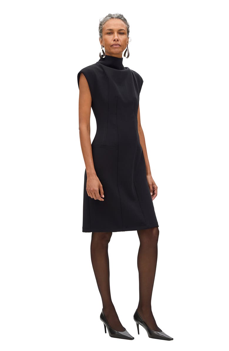 Another Tomorrow Double Face Cowl Dress, Alternate, color, Black