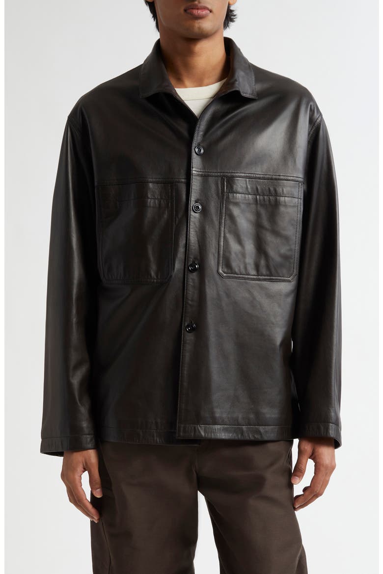 Stand Collar Leather Shirt Jacket (Men) | Nordstrom