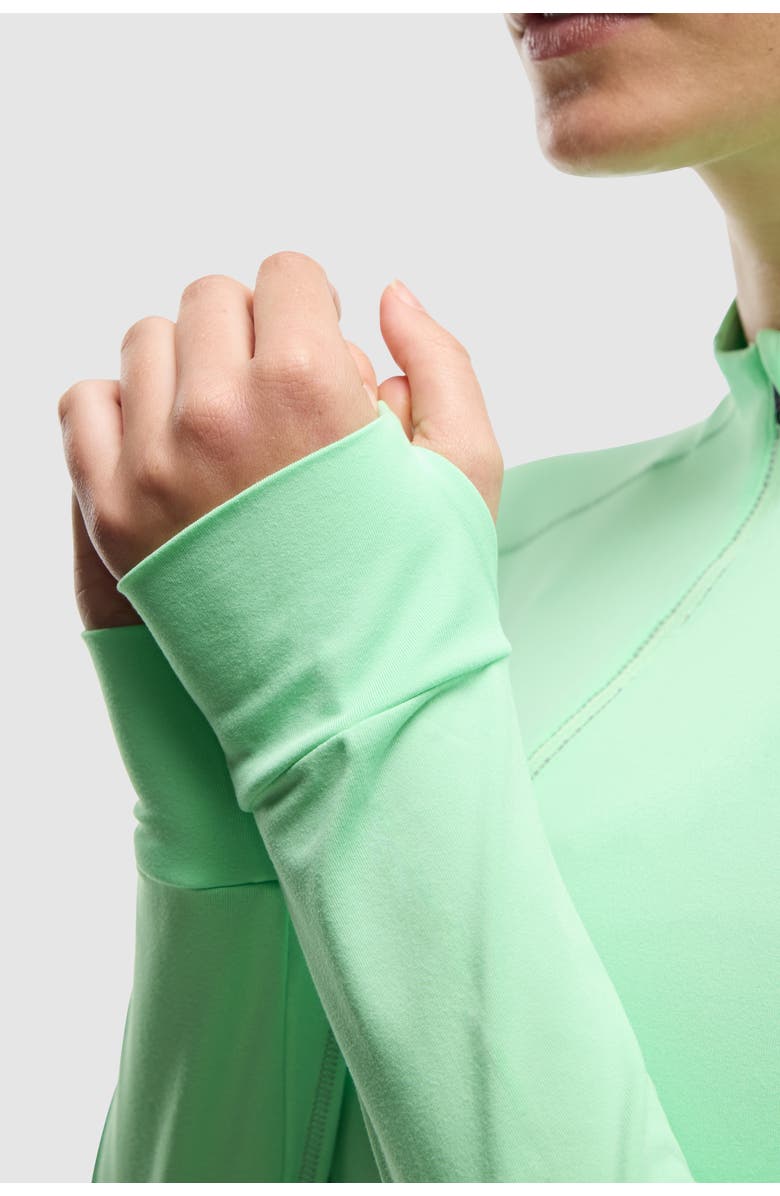 Peloton Women's Active Brushed Jersey ¼ Zip, Alternate, color, Mint