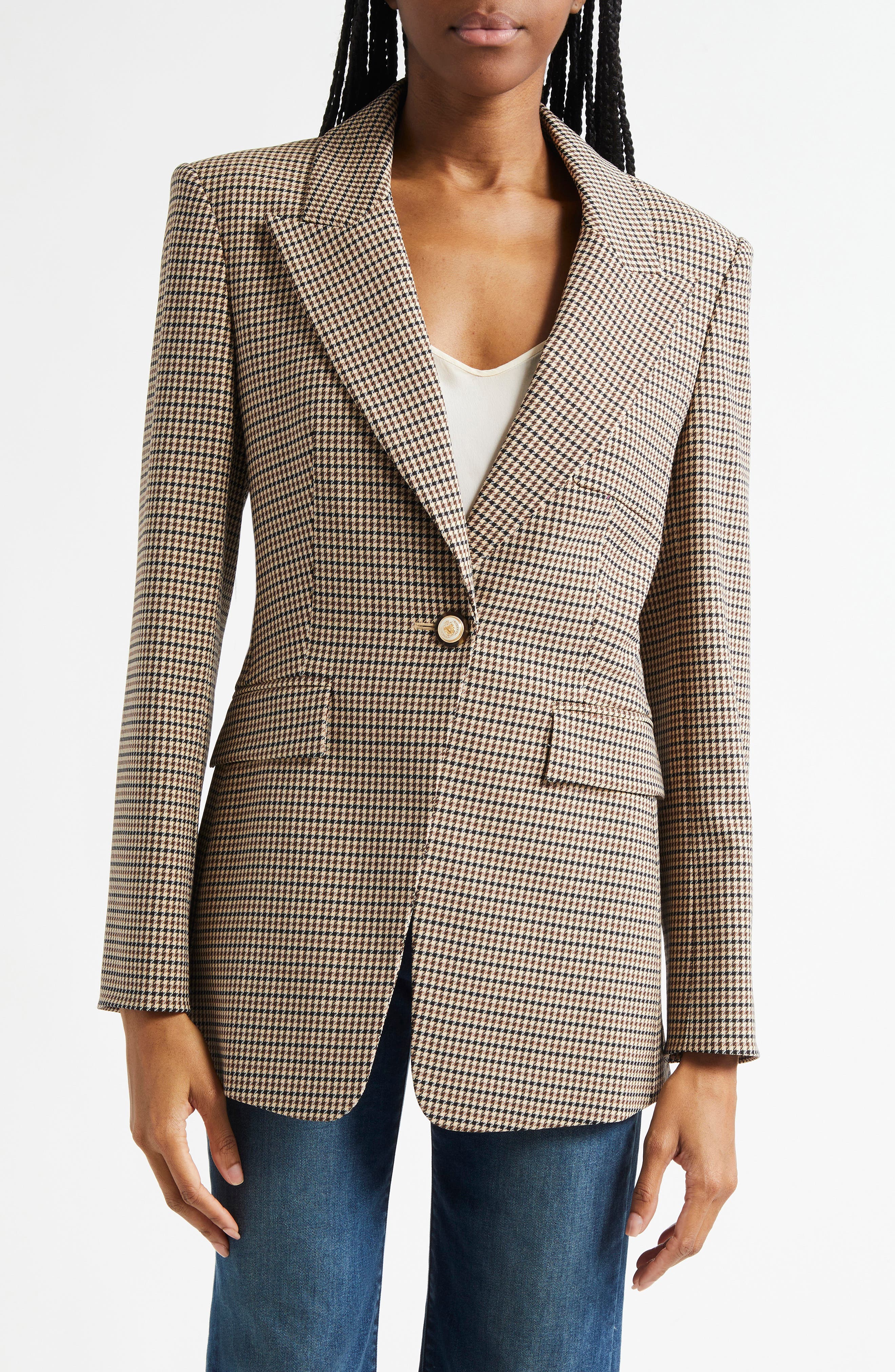 Veronica Beard Livvy Houndstooth Dickey Jacket