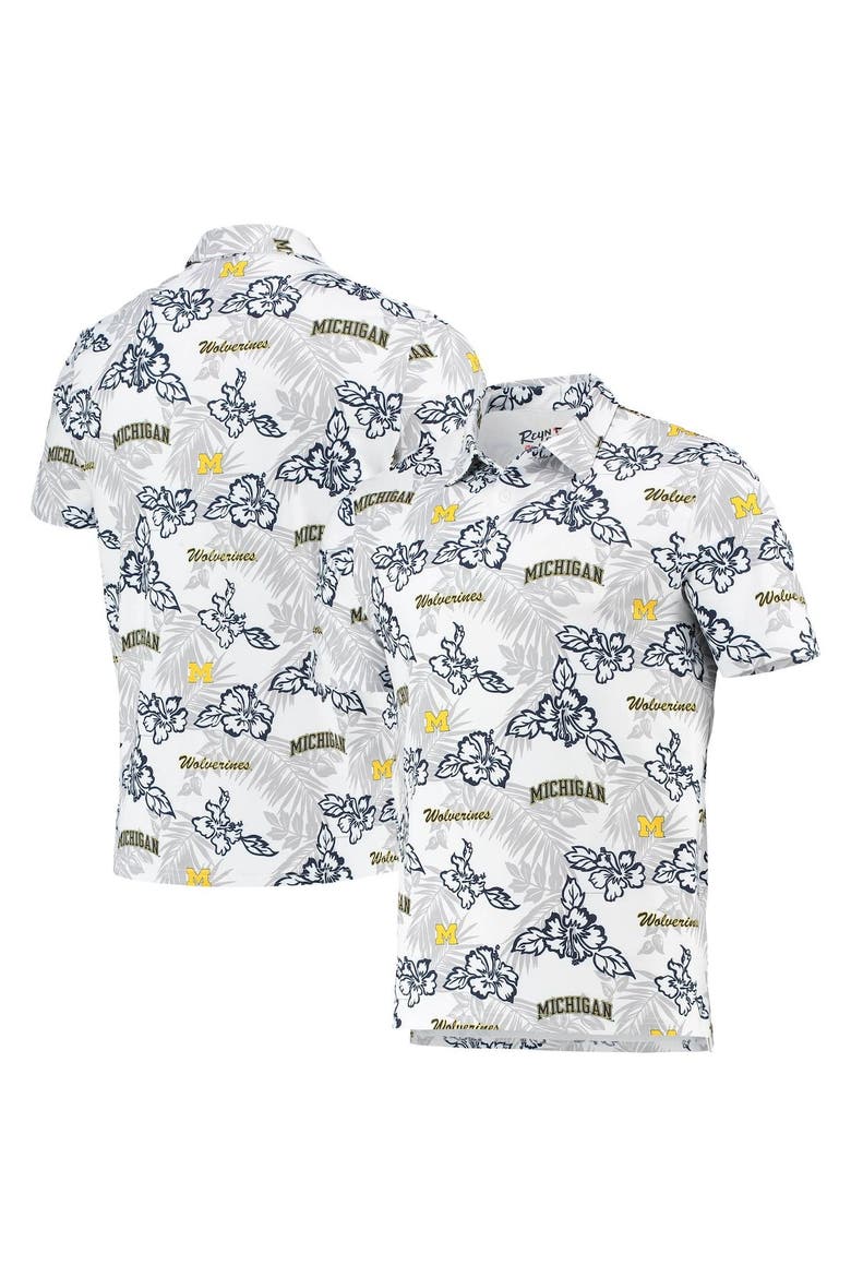 Men's Reyn Spooner White Michigan Wolverines Performance Polo, Main, color, White