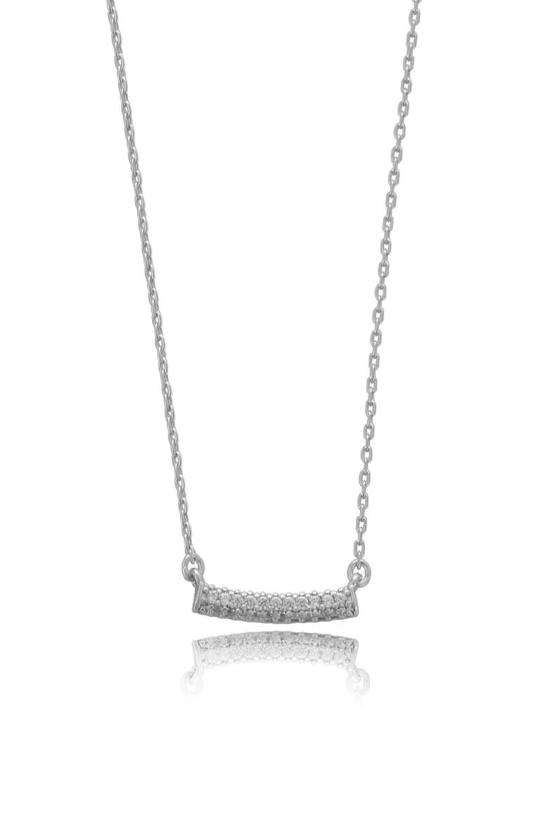 Cubic Zirconia Bar Pendant Necklace, Main, color, SILVER