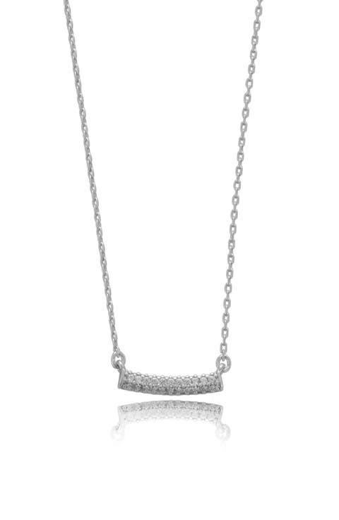 Cubic Zirconia Bar Pendant Necklace