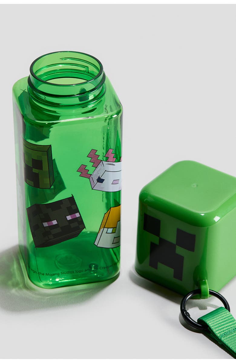 H&M Printed Water Bottle, Alternate, color, Green/Minecraft