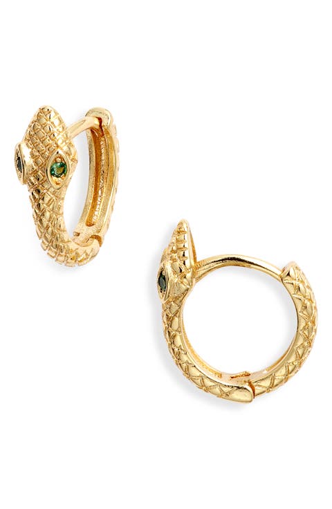 Zephry Snake Huggie Hoop Earrings