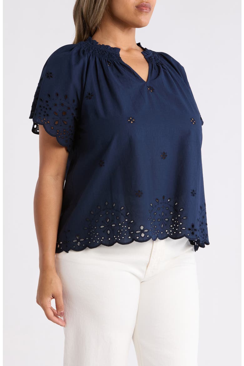 Cotton Eyelet Top, Alternate, color, NAVY STILL