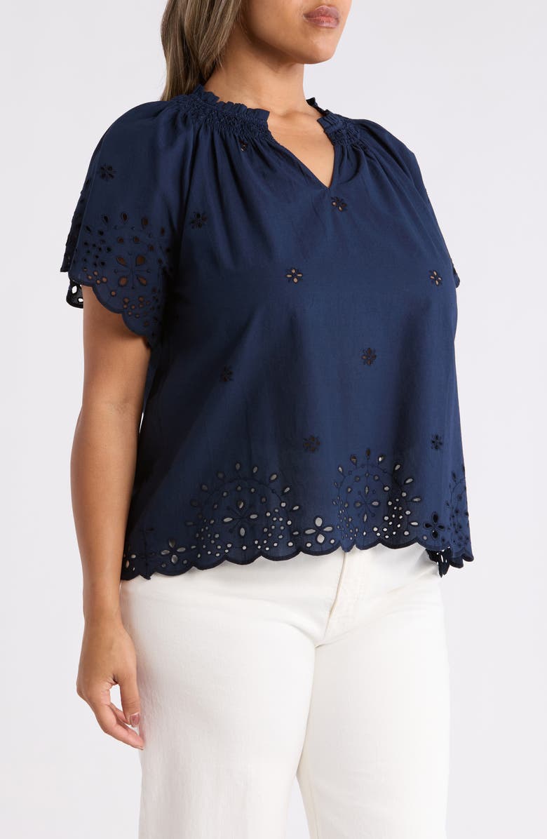 Caslon<sup>®</sup> Cotton Eyelet Top, Alternate, color, Navy Still