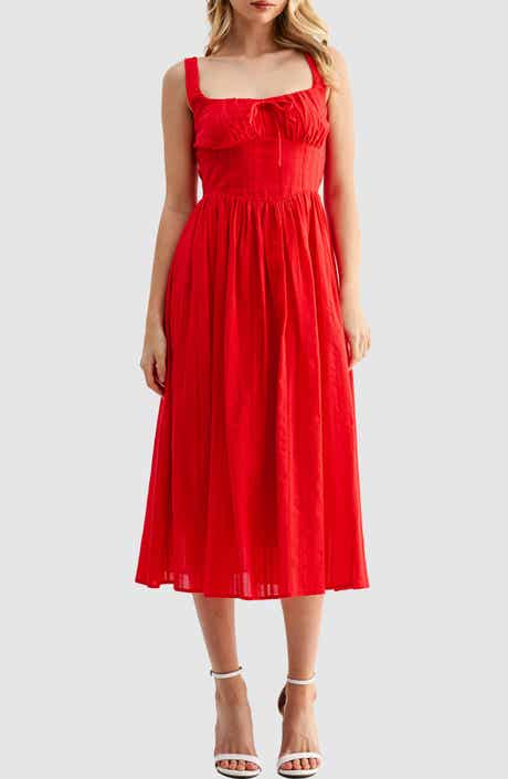 Lush Shirred Corset Midi Dress