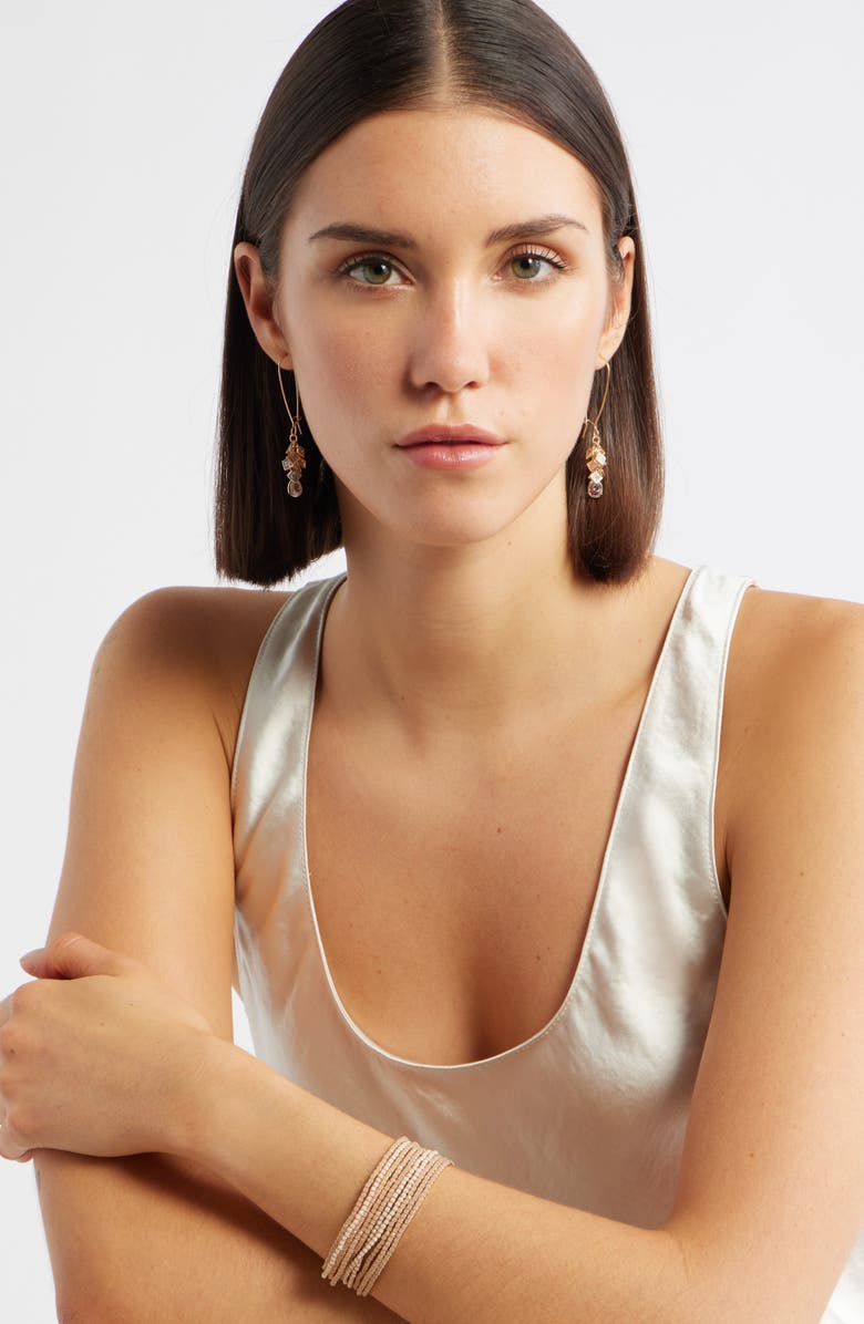 Nordstrom Shaky Cubic Zirconia Cluster Drop Earrings, Alternate, color, Clear- Gold