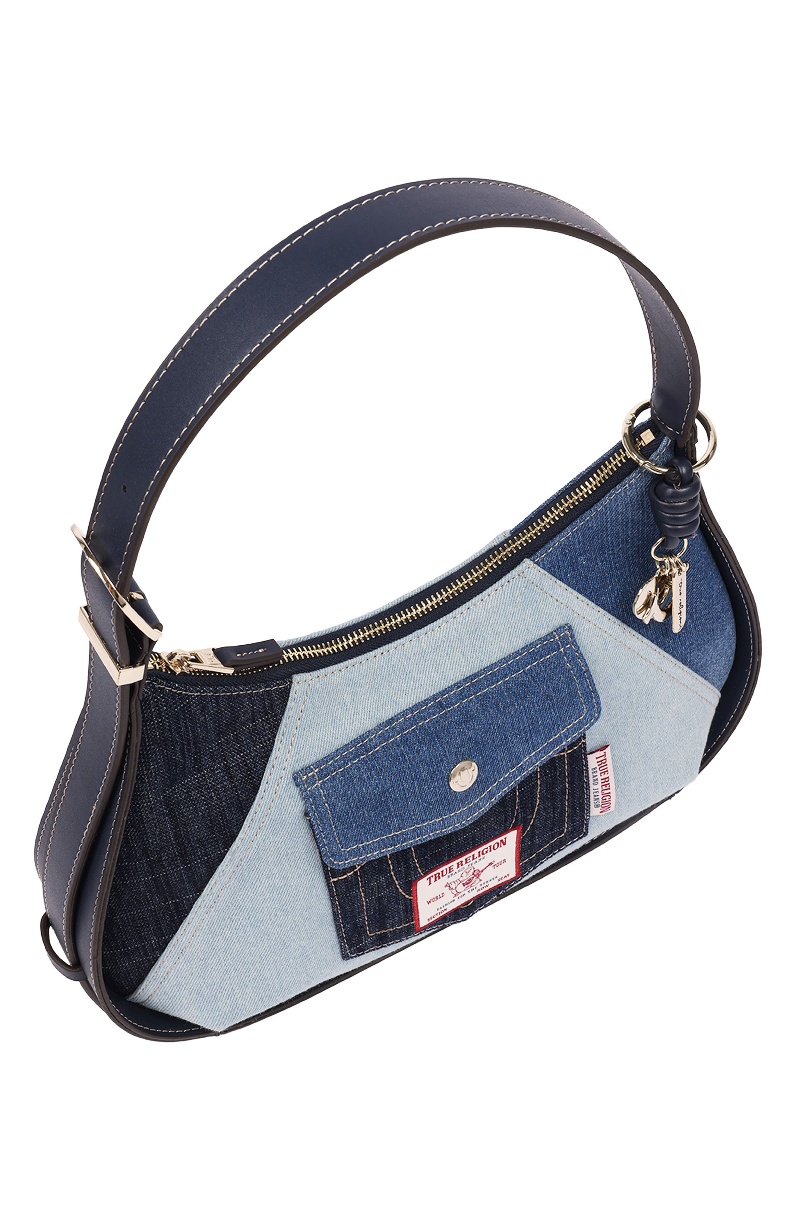 Colorblock Denim Zip Top Hobo, Alternate, color, MULTI