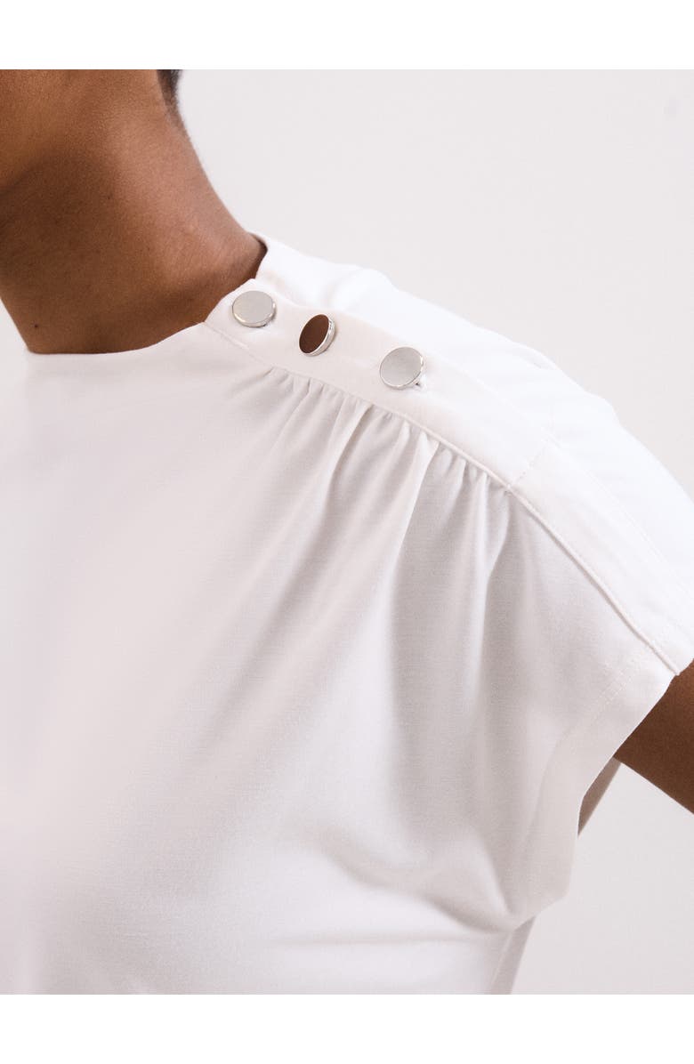 Phase Eight Paige Ruched Shoulder Hardware Ponte Top, Alternate, color, Ivory