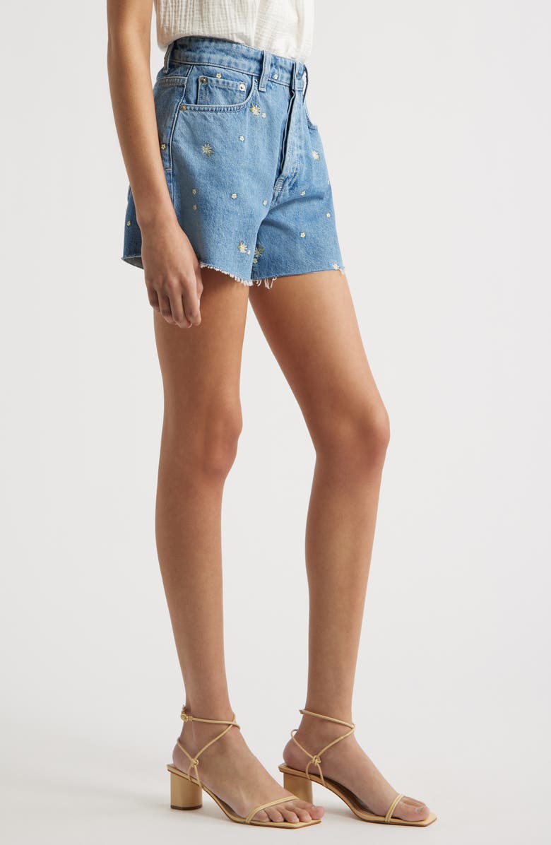 Rails Mesa Flower Embroidered High Waist Cutoff Denim Shorts, Alternate, color,