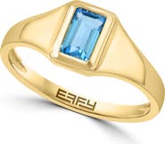 EFFY Emerald Cut Blue Topaz Signet Ring