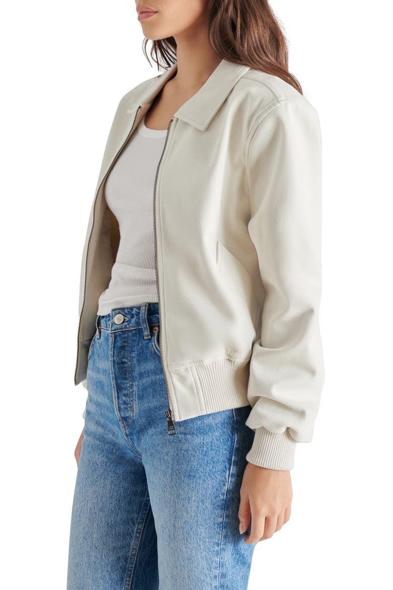 Anouk Faux Suede Bomber Jacket, Alternate, color, SILVER BIRCH