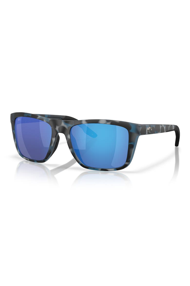 Mainsail 55mm Mirrored Polarized Rectangular Sunglasses, Alternate, color, DEEP WATER CAMO / BLUE