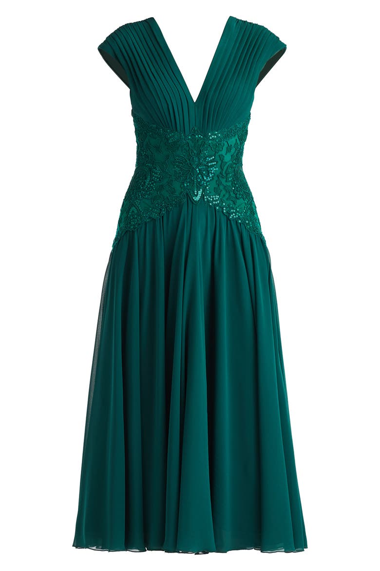 Sequin Pleated Chiffon Midi Dress, Alternate, color, ELM