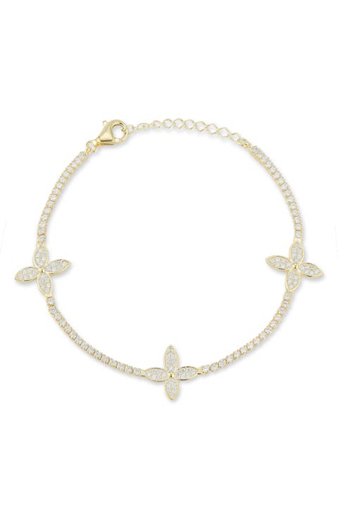Cubic Zirconia Floral Tennis Bracelet