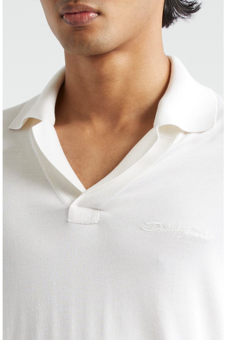 Logo Silk Polo Sweater, Alternate, color, W0800 BIANCO OTTICO
