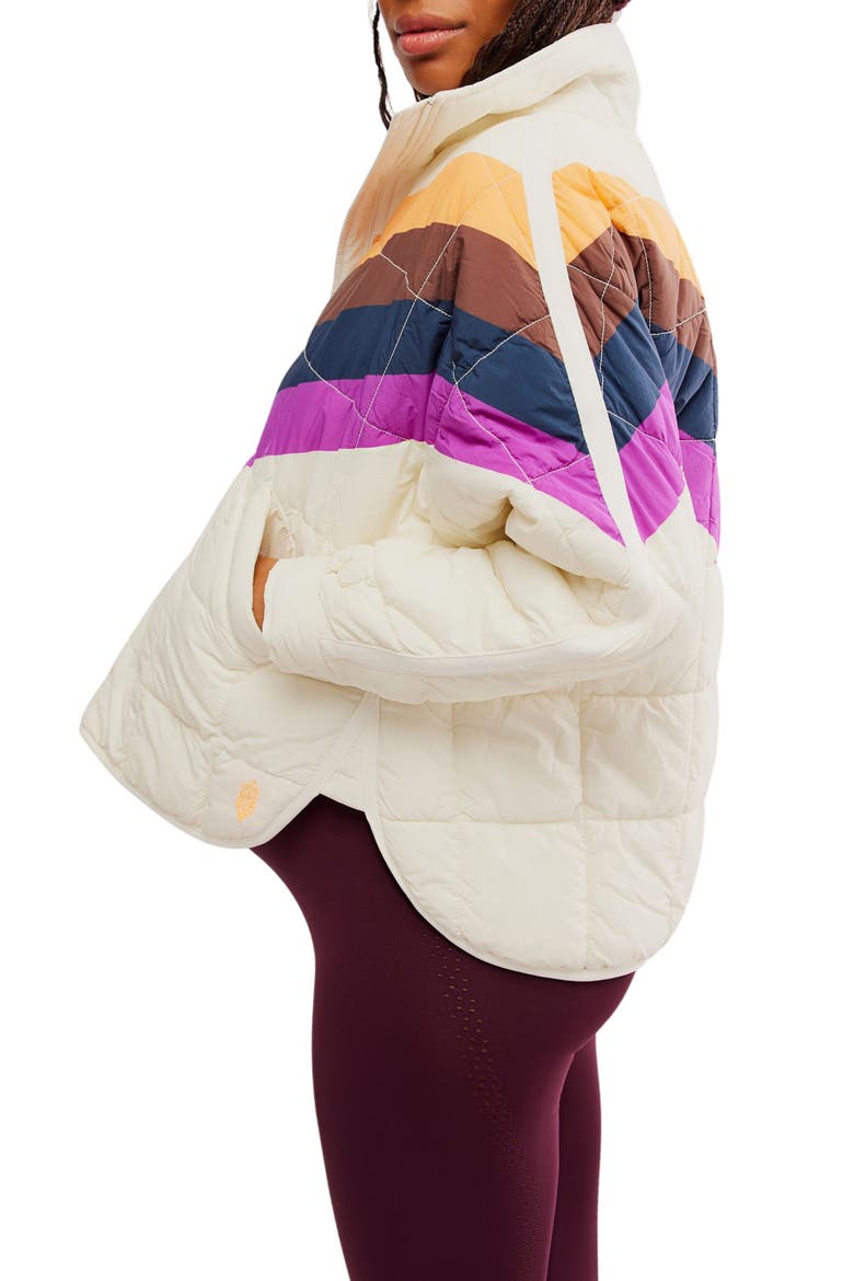 x Hatch Chevron Maternity Puffer Jacket, Alternate, color, IVORY CHEVRON COMBO