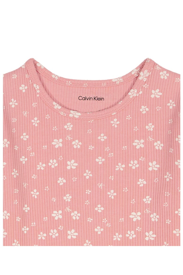 Kids' Floral Rib T-Shirt & Skirtall Set, Alternate, color, CORAL