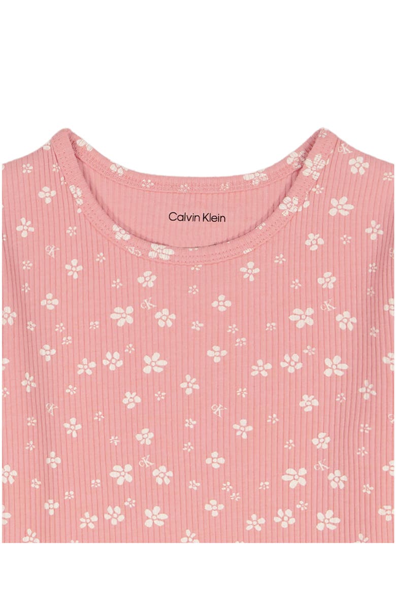 Calvin Klein Kids' Floral Rib T-Shirt & Skirtall Set, Alternate, color, Coral