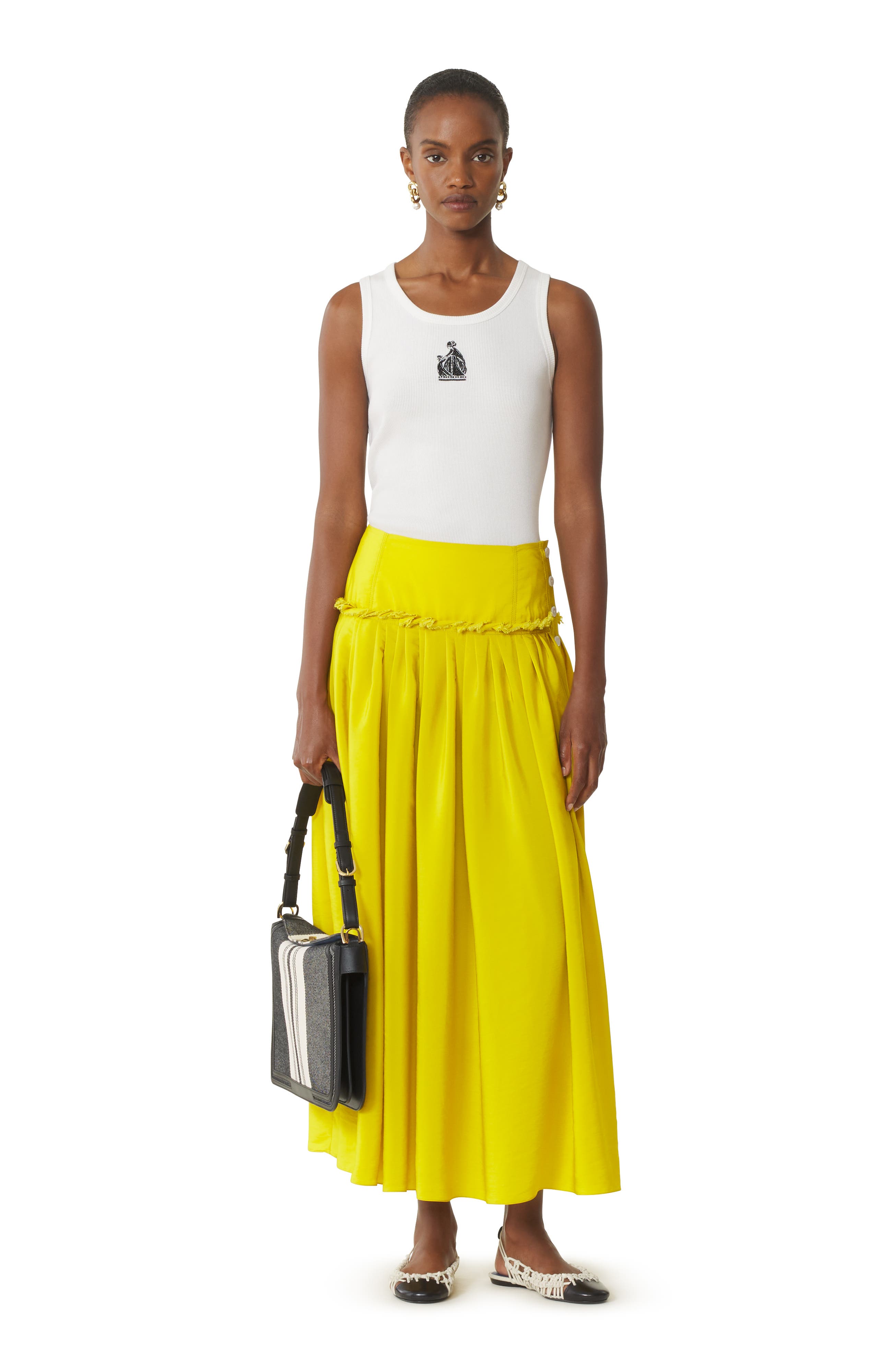Yellow Basque Skirt In Charmeuse