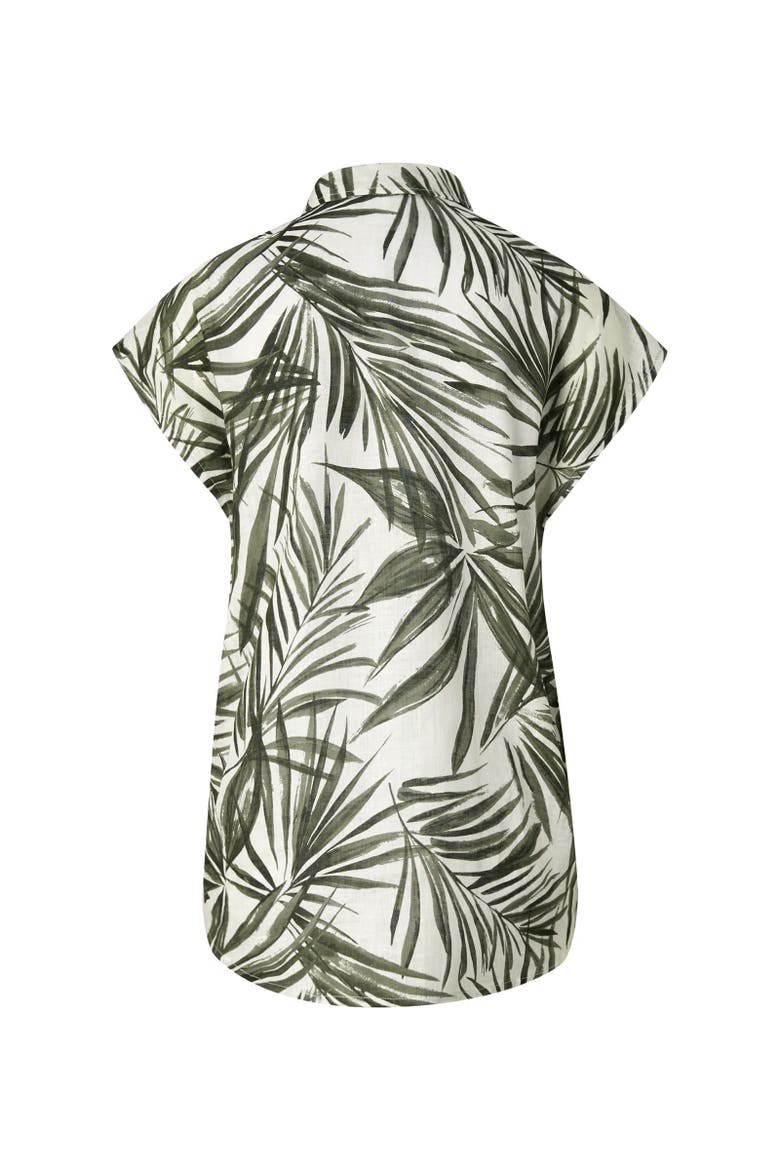 Charlet Linen Blouse, Alternate, color, Olive green/cream