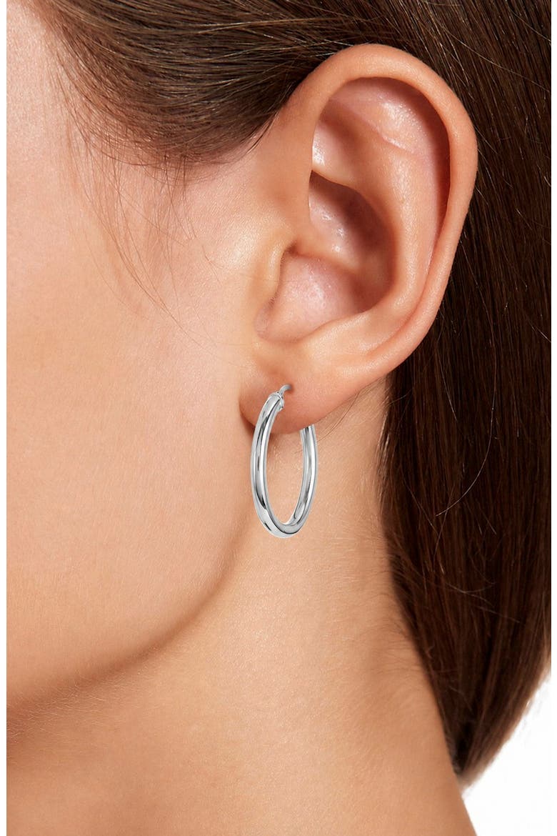 Oval Hoop Earrings, Alternate, color, SILVER