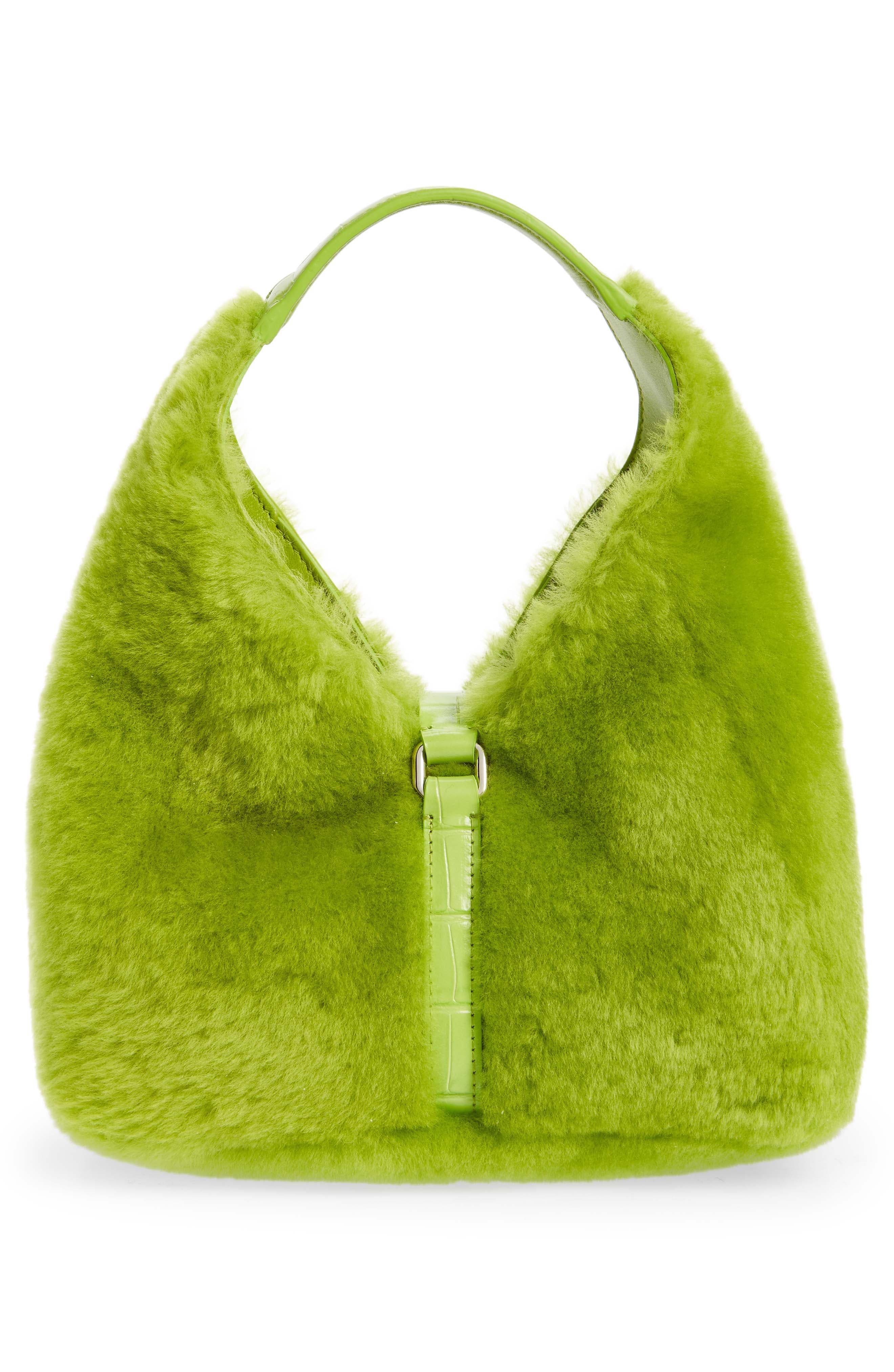 Mini G-Lock Genuine Shearling Hobo Bag, Alternate, color, CITRUS GREEN