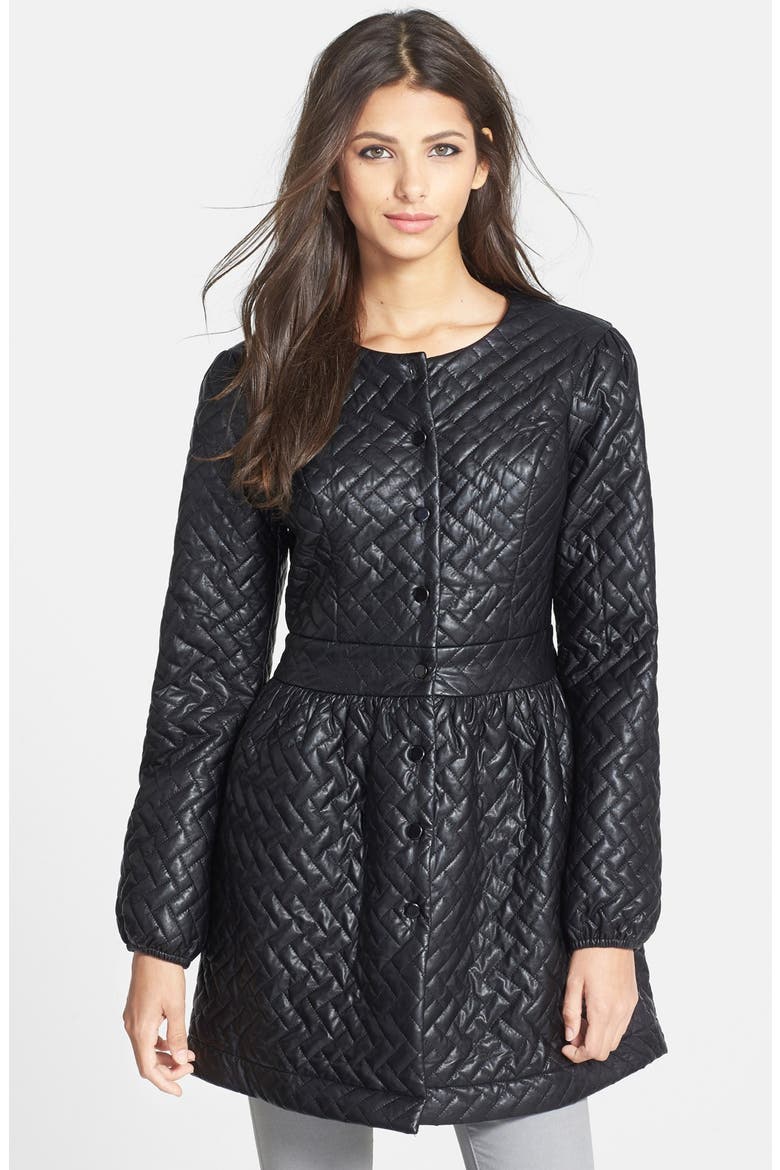 Quilted Faux Leather Jacket, Main, color, BLACK