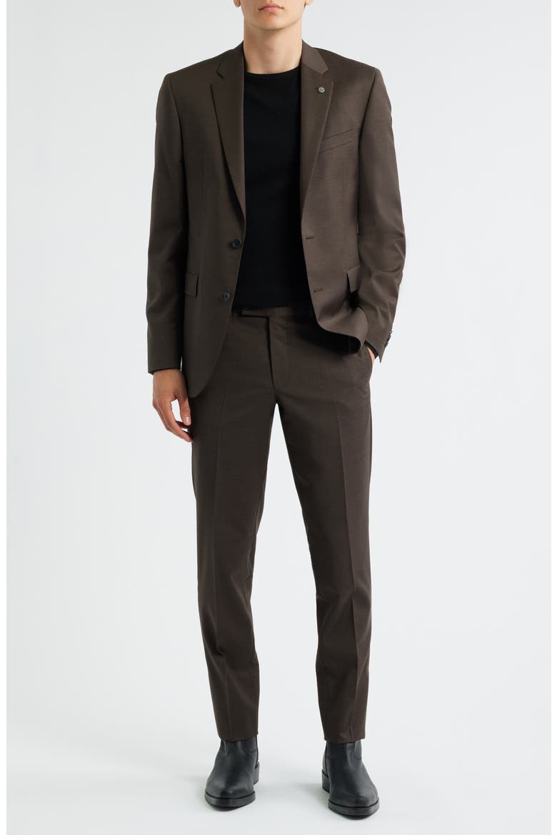 Ross Slim Fit Dark Brown Stretch Wool Twill Suit, Main, color, BROWN