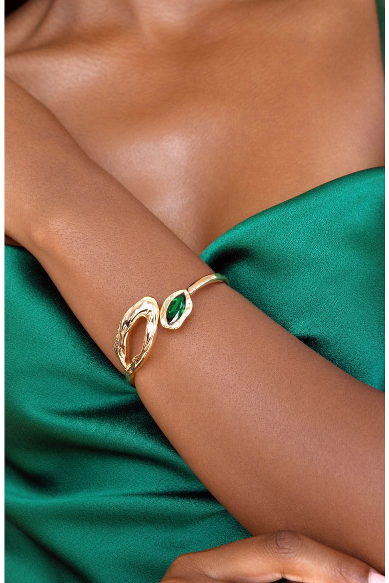 Molten Marquise Crystal Hinge Cuff Bracelet, Alternate, color, GREEN